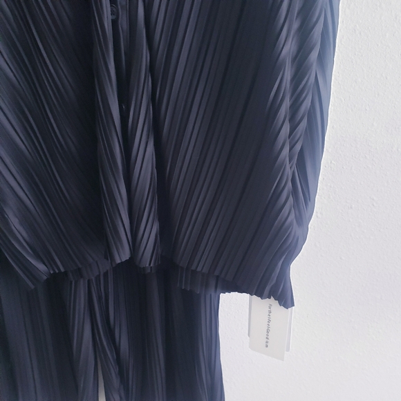 Oversized Leisure Pleat Pockets Two Piece Pants Set